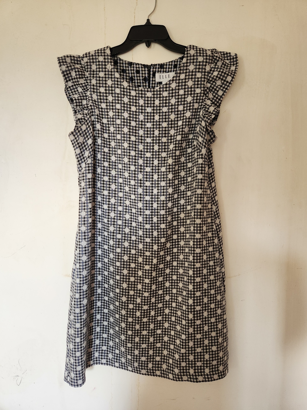 š5/$25 Elle Black and White Gingham Polka Dot Mini Dress